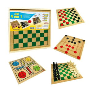 Jogo 4 em 1 - Xadrez, Ludo, Trilha e Dama